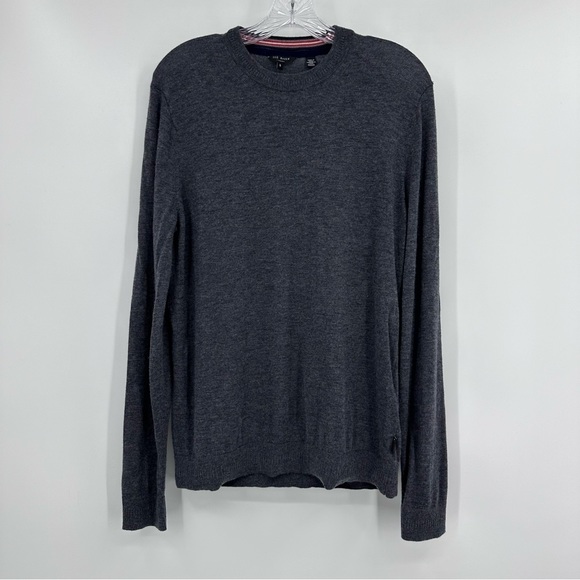 Ted Baker London Wool Cashmere Crewneck Sweater Gray Size XL - Picture 1 of 9